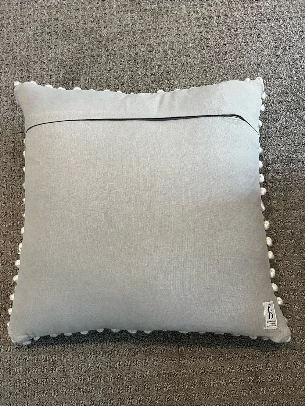 ED Ellen DeGeneres Gray/White Square Decorative Pillow Cotton Beaded Zip